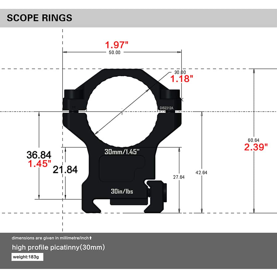 Discoveryopt premium 7075AL high scope mount for 30mm tube on 20mm picatinny rail - Image 6
