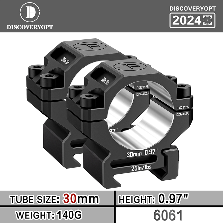 Discoveryopt Premium 6061AL niedrige Zielfernrohrhalterung für 30-mm-Rohr auf 20-mm-Picatinny-Schiene