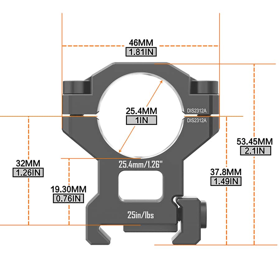 Discoveryopt premium 6061AL közepes céltávcső szerelék 25,4mm tubushoz 20mm picatinny sínre
