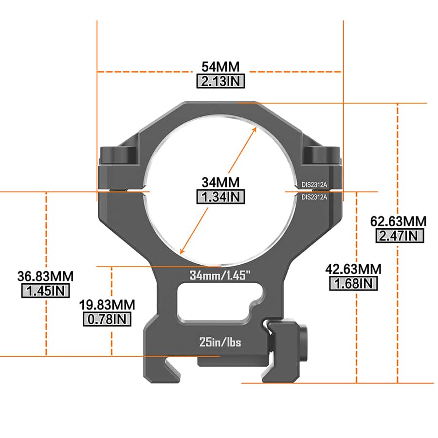 Discoveryopt Premium 6061AL hohe Zielfernrohrhalterung für 34-mm-Rohr auf 20-mm-Picatinny-Schiene