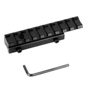 Offset 9-slot short Picatinny conversion rail from 11mm to 20mm